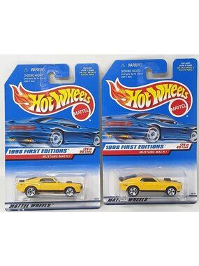 2 Hot Wheels 1998 First Editions Mustang Mach 1 Yellow #670 New #D-19